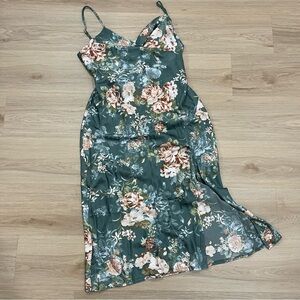 Petal & Pup Floral Midi Dress in Green and Pink